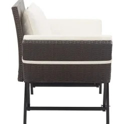 vidaXL - 2-in-1 Tuinbankje met kussens - Bruin - Poly rattan - 176x70x80 cm