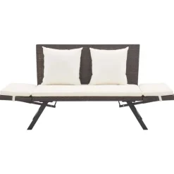 vidaXL - 2-in-1 Tuinbankje met kussens - Bruin - Poly rattan - 176x70x80 cm