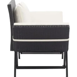 vidaXL - 2-in-1 Tuinbankje met kussens - Zwart - Poly rattan - 176x70x80 cm