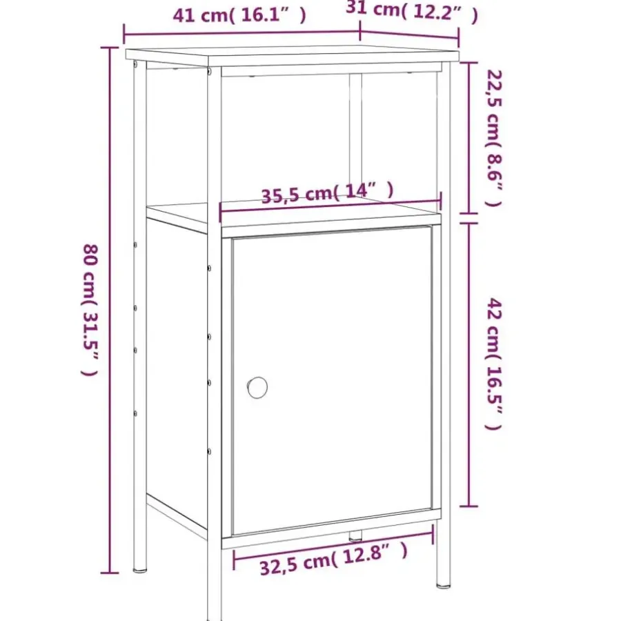 Nachtkastjes|Nachtkastjes-vidaXL - Industrieel Nachtkastjes met deur - Sonoma eiken - 41x31x80 cm - 2 st