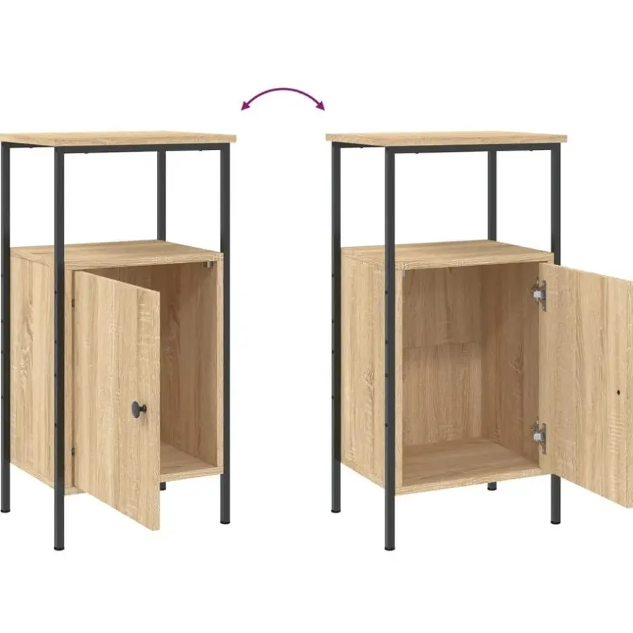 Nachtkastjes|Nachtkastjes-vidaXL - Industrieel Nachtkastjes met deur - Sonoma eiken - 41x31x80 cm - 2 st