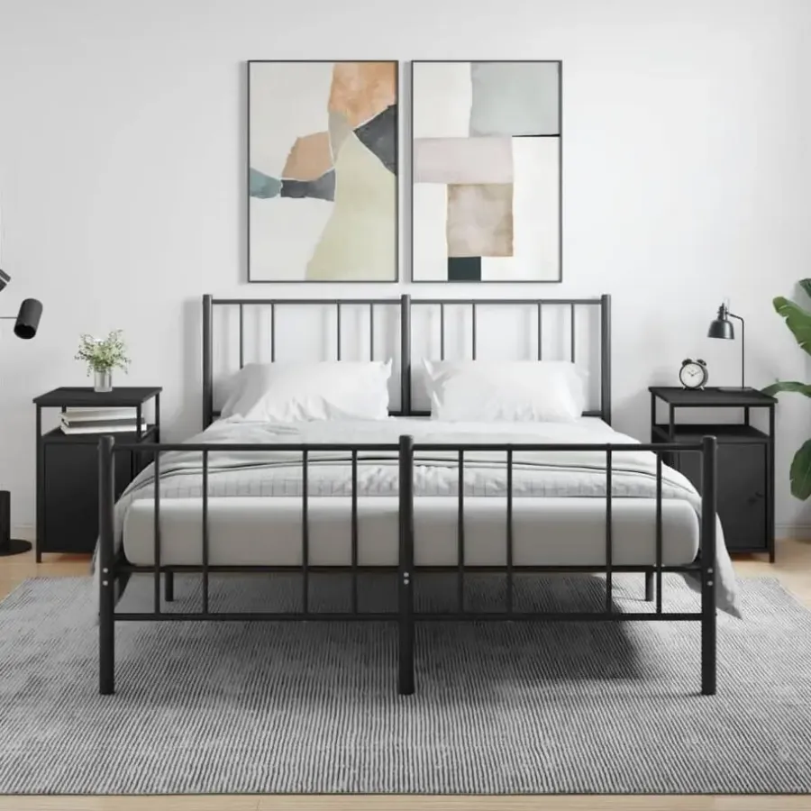 Nachtkastjes|Nachtkastjes-vidaXL - Industrieel Nachtkastjes met deur - Zwart - 40x42x60 cm - Set van 2