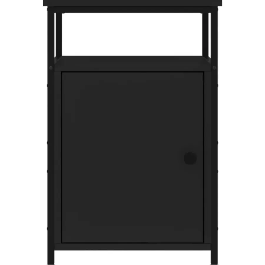 Nachtkastjes|Nachtkastjes-vidaXL - Industrieel Nachtkastjes met deur - Zwart - 40x42x60 cm - Set van 2