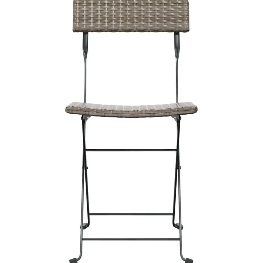 Bistro- & Balkonsets-vidaXL - Inklapbare Bistrostoel - Grijs - Poly rattan en staal - 2 stuks