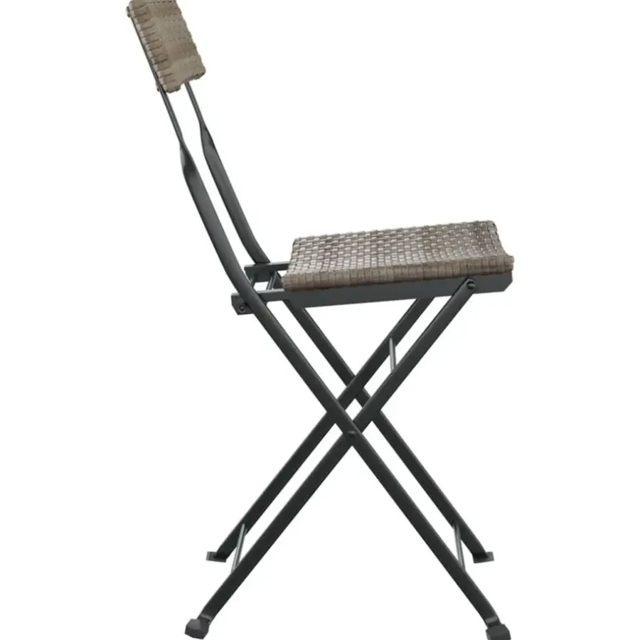 Bistro- & Balkonsets-vidaXL - Inklapbare Bistrostoel - Grijs - Poly rattan en staal - 2 stuks