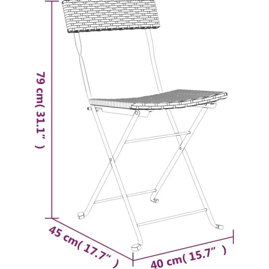 Bistro- & Balkonsets-vidaXL - Inklapbare Bistrostoel - Grijs - Poly rattan en staal - 2 stuks