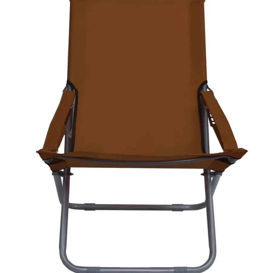 Kamperen En Outdoor-vidaXL - Inklapbare Strandstoel - Bruin - Stof - 2 stuks