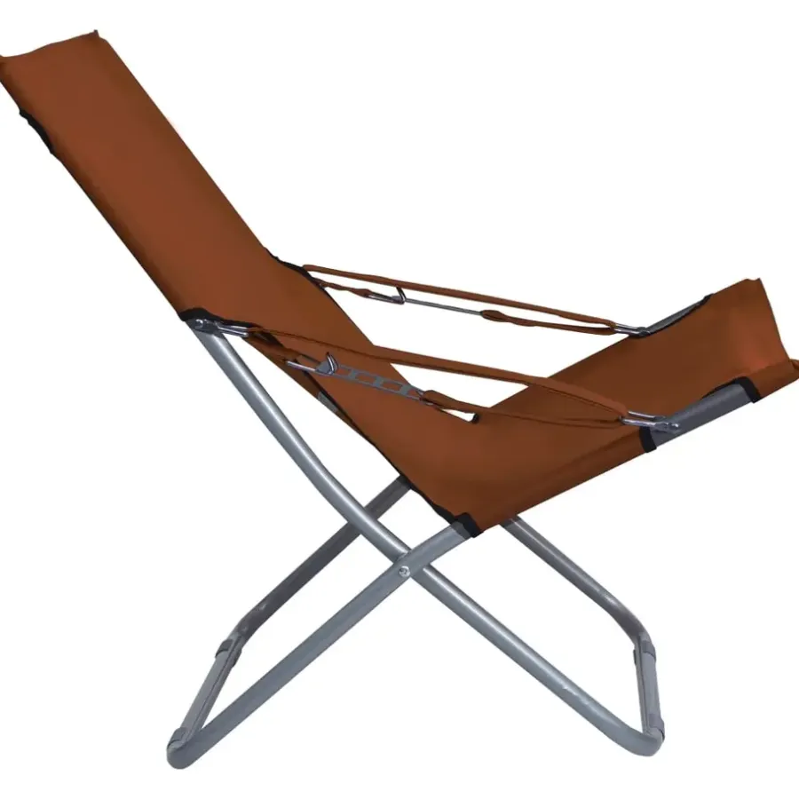 Kamperen En Outdoor-vidaXL - Inklapbare Strandstoel - Bruin - Stof - 2 stuks