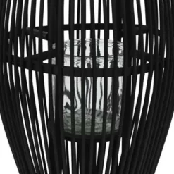Kandelaars En Windlichten-vidaXL - Kaarsenhouder - Zwart - Bamboe
