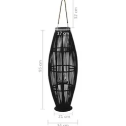 Kandelaars En Windlichten-vidaXL - Kaarsenhouder - Zwart - Bamboe