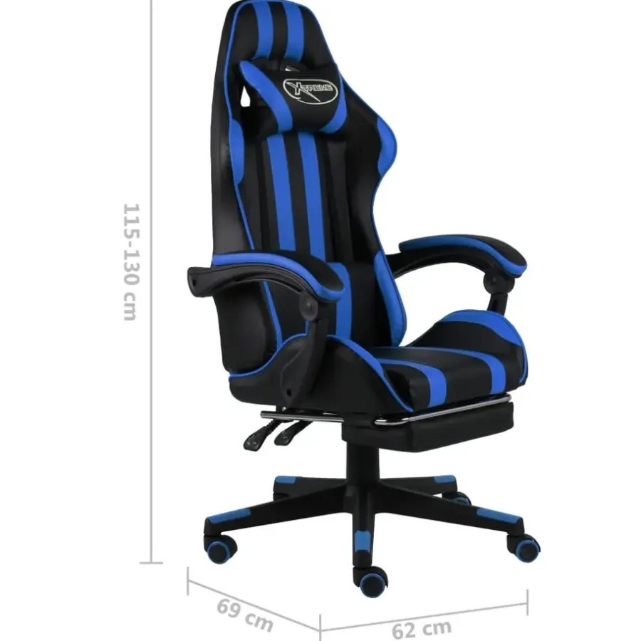 Gamestoelen-vidaXL - Kantoorstoel - Blauw - Kunstleer