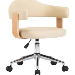Bureaustoelen|Bureaustoelen-vidaXL - Kantoorstoel - Crème - Kunstleer