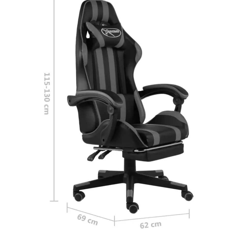 Gamestoelen-vidaXL - Kantoorstoel - Grijs - Kunstleer