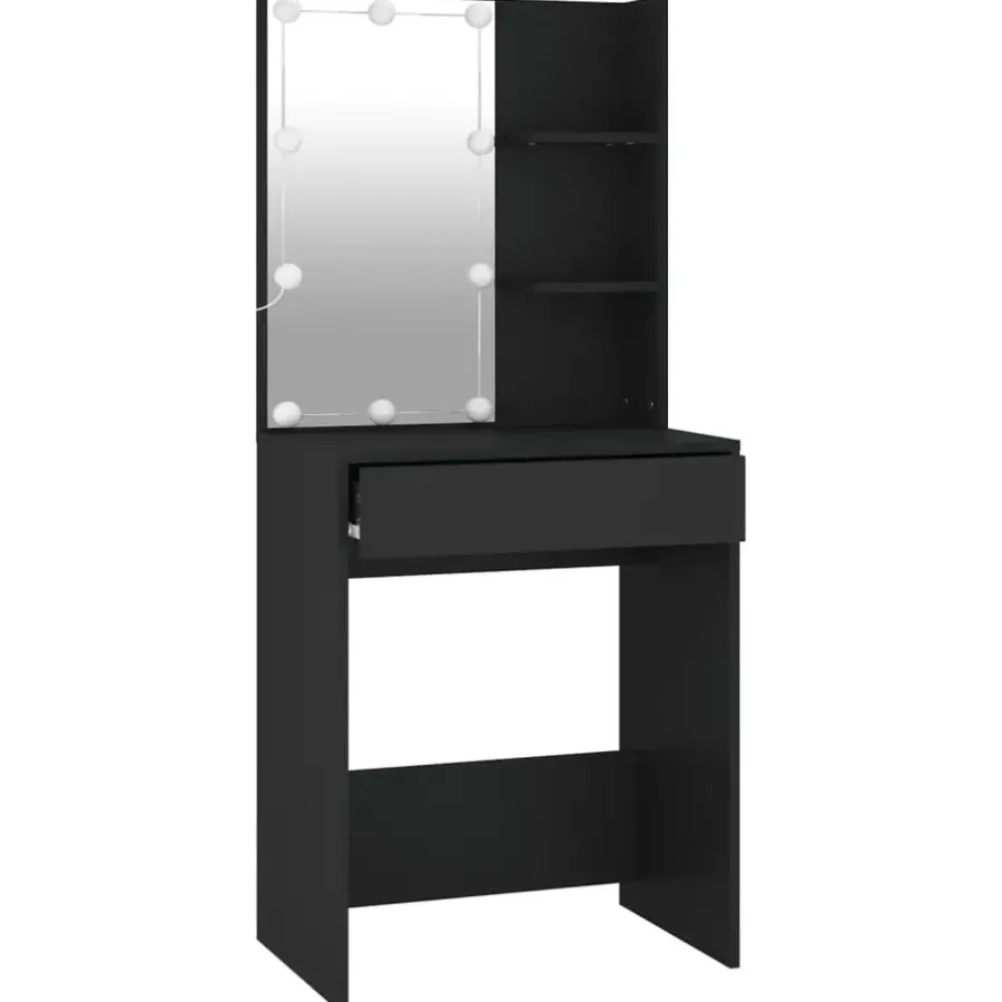 Kaptafels-vidaXL - Kaptafel - Zwart - Bewerkt hout