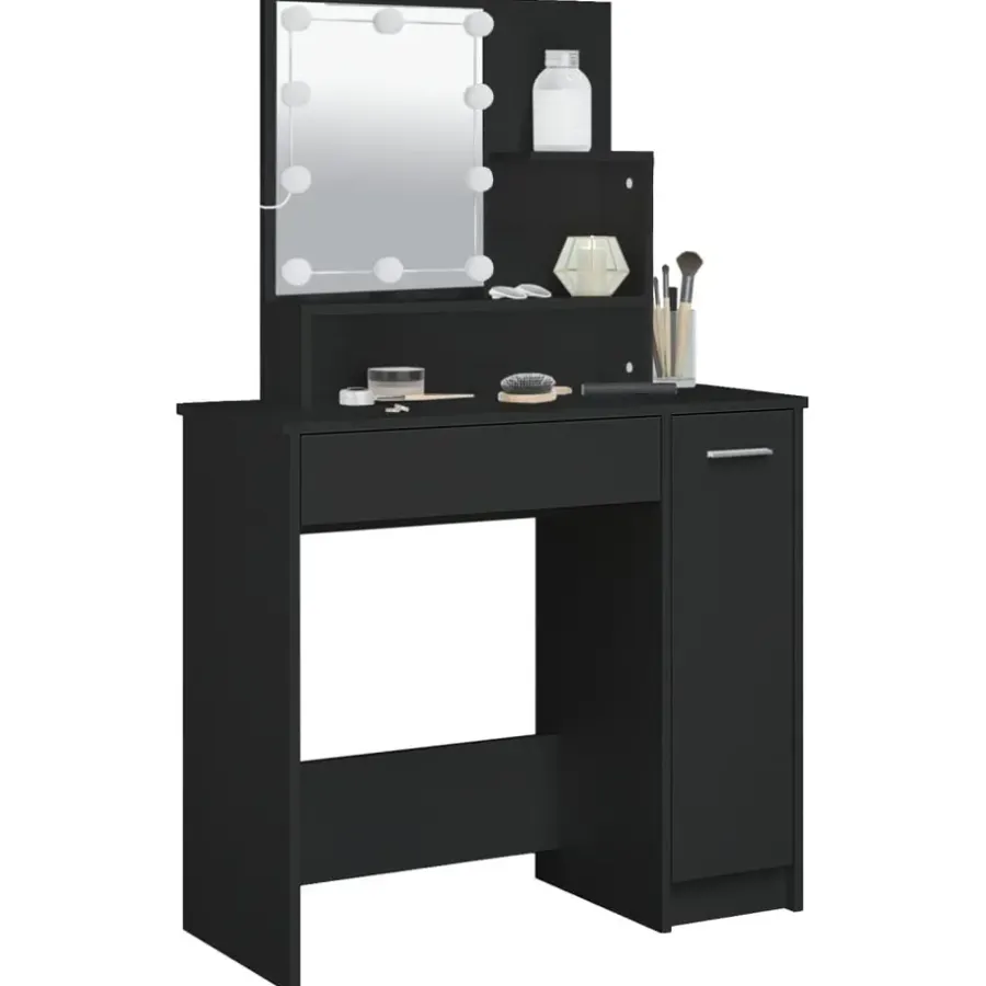 vidaXL - Kaptafel - Zwart - Bewerkt hout