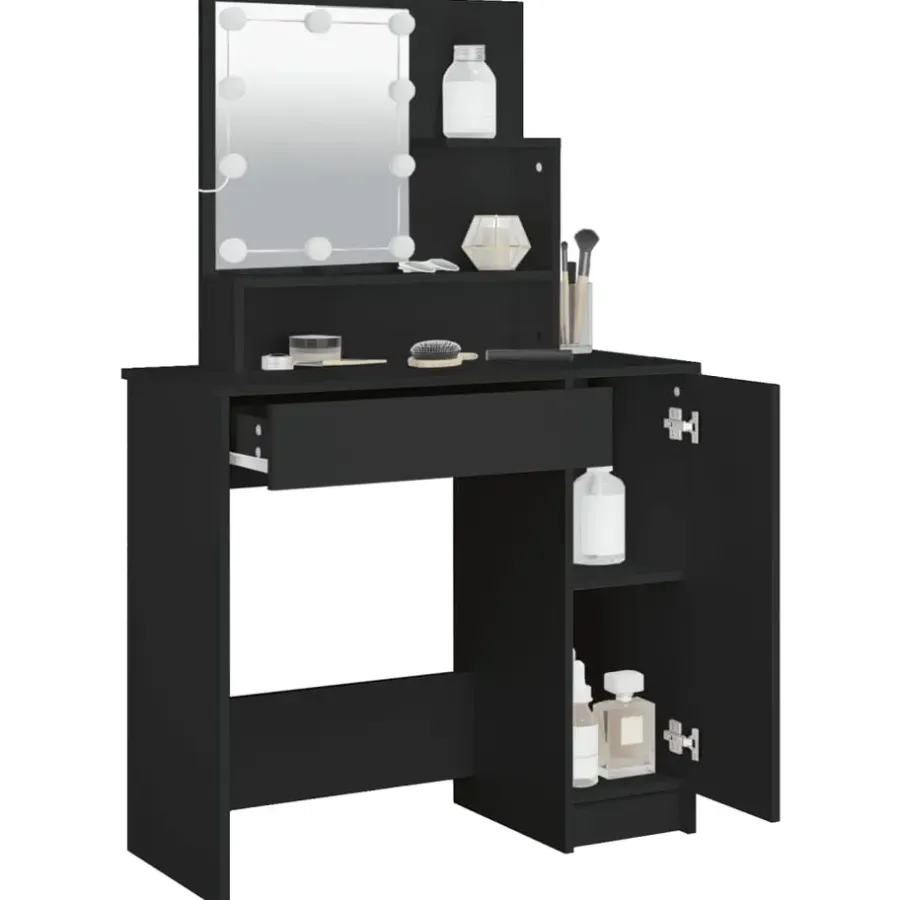 vidaXL - Kaptafel - Zwart - Bewerkt hout