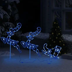 vidaXL - Kerst Rendier En Slee - Blauw