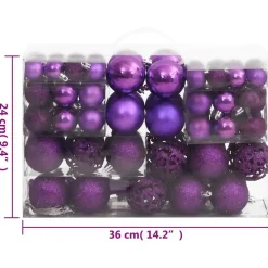 Kerstdecoratie-vidaXL - Kerstballenset - Paars - Polystyreen