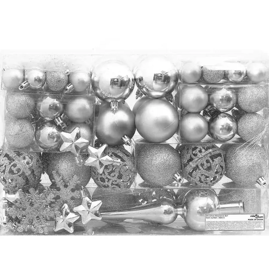 vidaXL - Kerstballenset - Zilver - Polystyreen