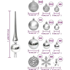 vidaXL - Kerstballenset - Zilver - Polystyreen