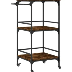 Trolleys-vidaXL - Keukentrolley - Bruin - Bewerkt hout