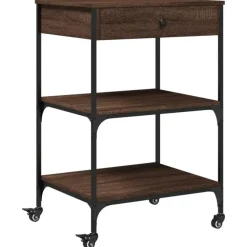 Trolleys-vidaXL - Keukentrolley - Bruin - Bewerkt hout