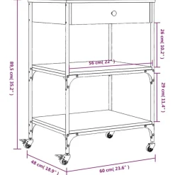Trolleys-vidaXL - Keukentrolley - Bruin - Bewerkt hout