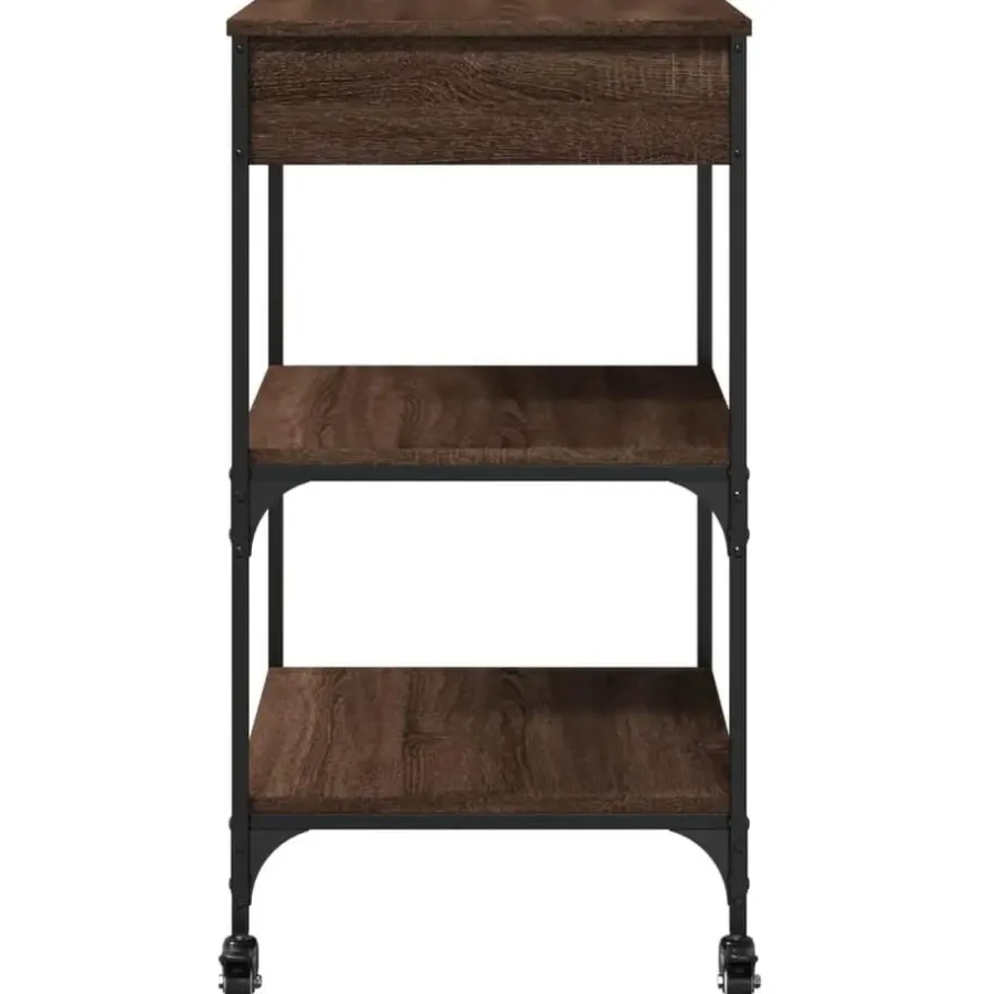 Trolleys-vidaXL - Keukentrolley - Bruin - Bewerkt hout