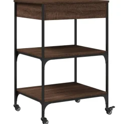 Trolleys-vidaXL - Keukentrolley - Bruin - Bewerkt hout