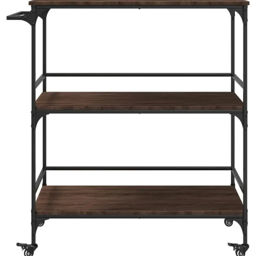 vidaXL - Keukentrolley - Bruin - Bewerkt hout