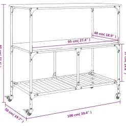 Trolleys-vidaXL - Keukentrolley - Bruin - Bewerkt hout
