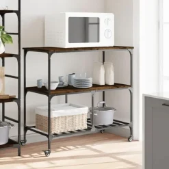 Trolleys-vidaXL - Keukentrolley - Bruin - Bewerkt hout