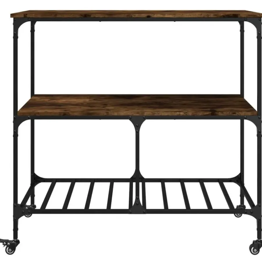 Trolleys-vidaXL - Keukentrolley - Bruin - Bewerkt hout