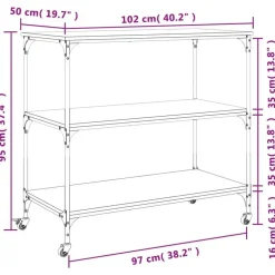 Trolleys-vidaXL - Keukentrolley - Bruin - Bewerkt hout