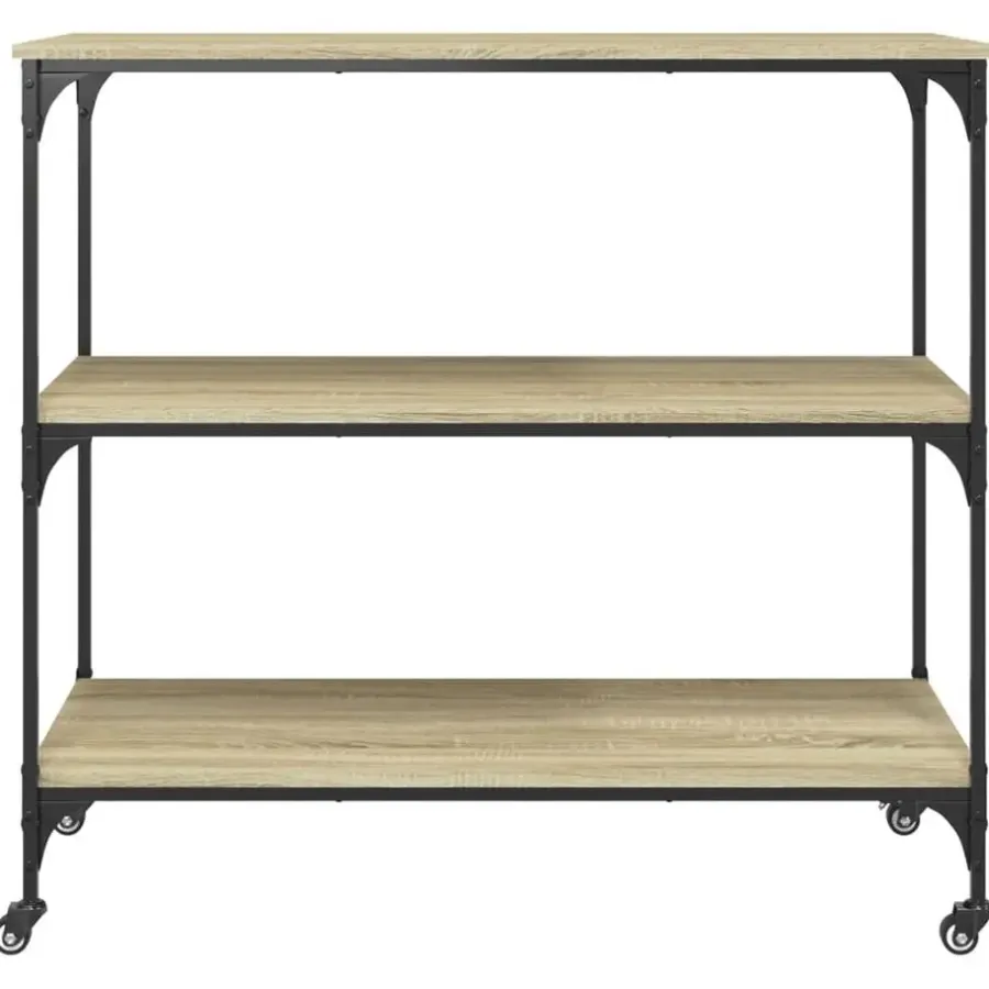 Trolleys-vidaXL - Keukentrolley - Bruin - Bewerkt hout