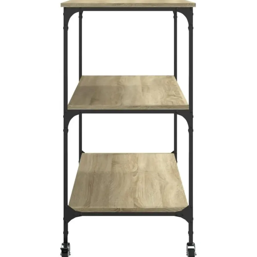 Trolleys-vidaXL - Keukentrolley - Bruin - Bewerkt hout