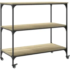 Trolleys-vidaXL - Keukentrolley - Bruin - Bewerkt hout