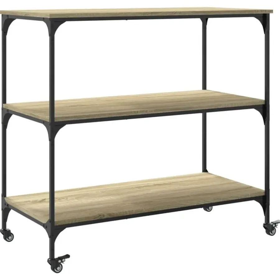 Trolleys-vidaXL - Keukentrolley - Bruin - Bewerkt hout