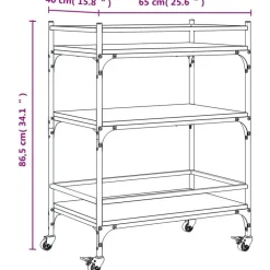 Trolleys-vidaXL - Keukentrolley - Bruin - Bewerkt hout