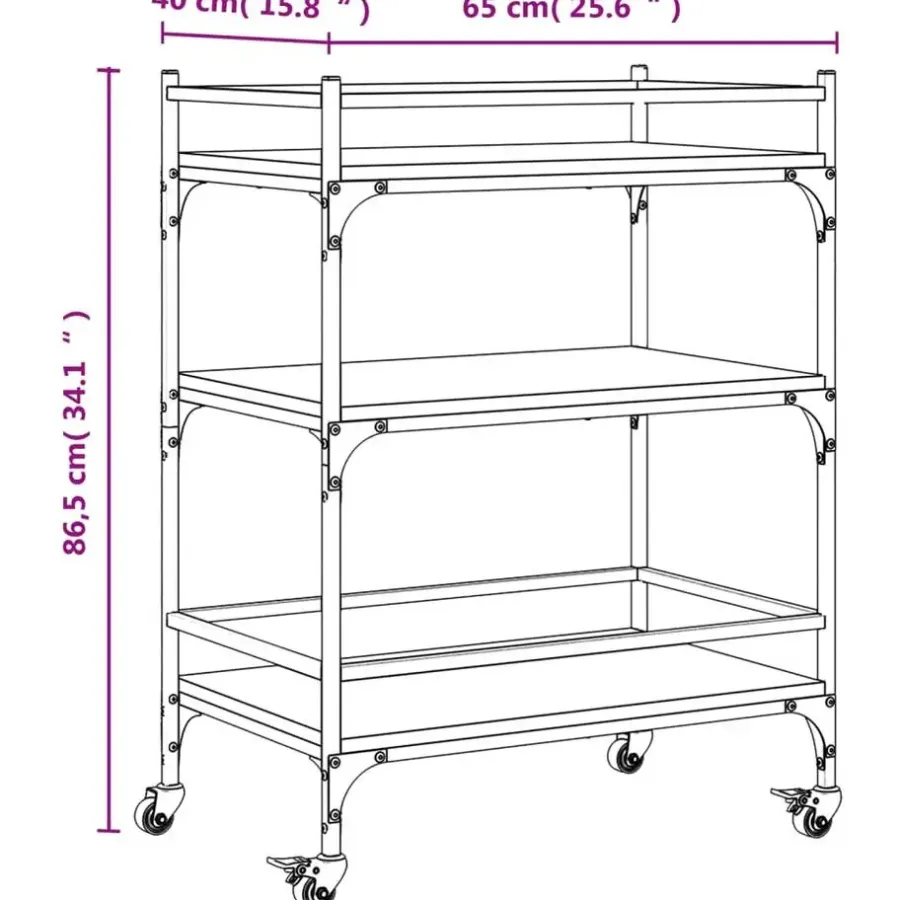 Trolleys-vidaXL - Keukentrolley - Bruin - Bewerkt hout