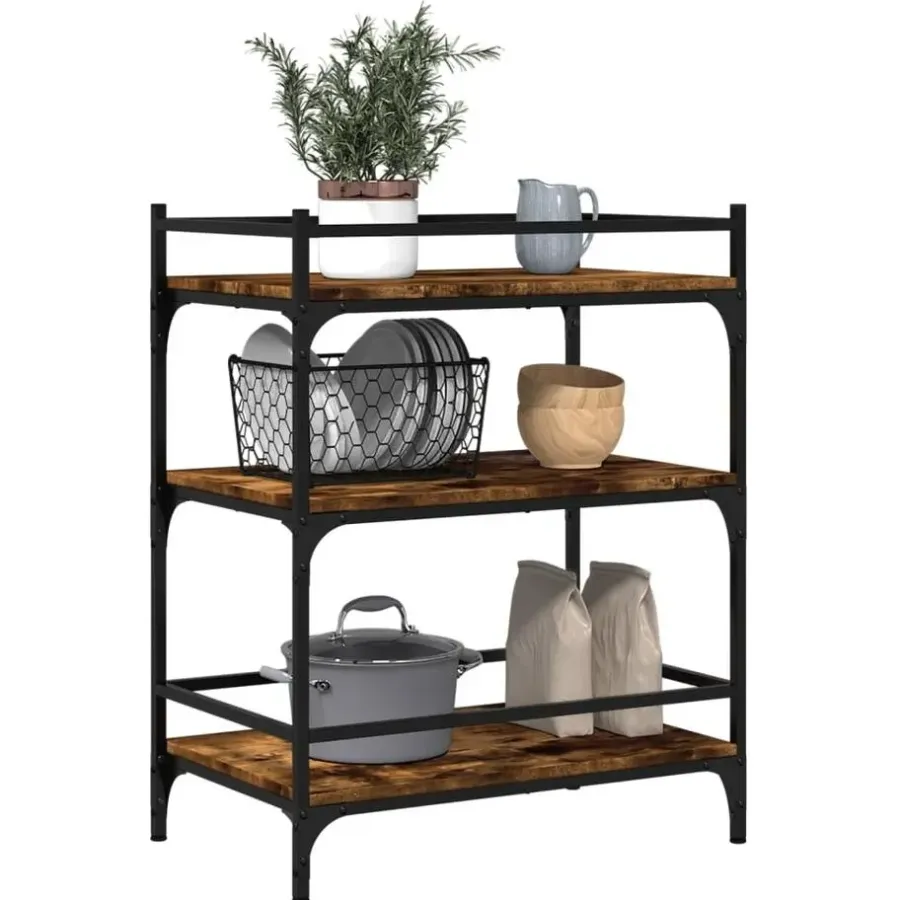 Trolleys-vidaXL - Keukentrolley - Bruin - Bewerkt hout