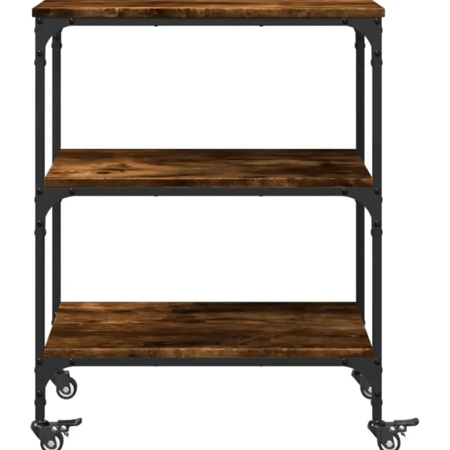 vidaXL - Keukentrolley - Bruin - Bewerkt hout