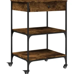 Trolleys-vidaXL - Keukentrolley - Bruin - Bewerkt hout