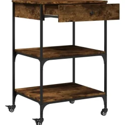 Trolleys-vidaXL - Keukentrolley - Bruin - Bewerkt hout