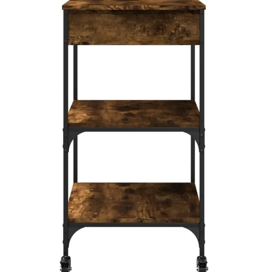Trolleys-vidaXL - Keukentrolley - Bruin - Bewerkt hout