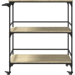 Trolleys-vidaXL - Keukentrolley - Bruin - Bewerkt hout