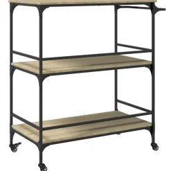 Trolleys-vidaXL - Keukentrolley - Bruin - Bewerkt hout