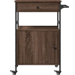 Trolleys-vidaXL - Keukentrolley - Bruin - Bewerkt hout