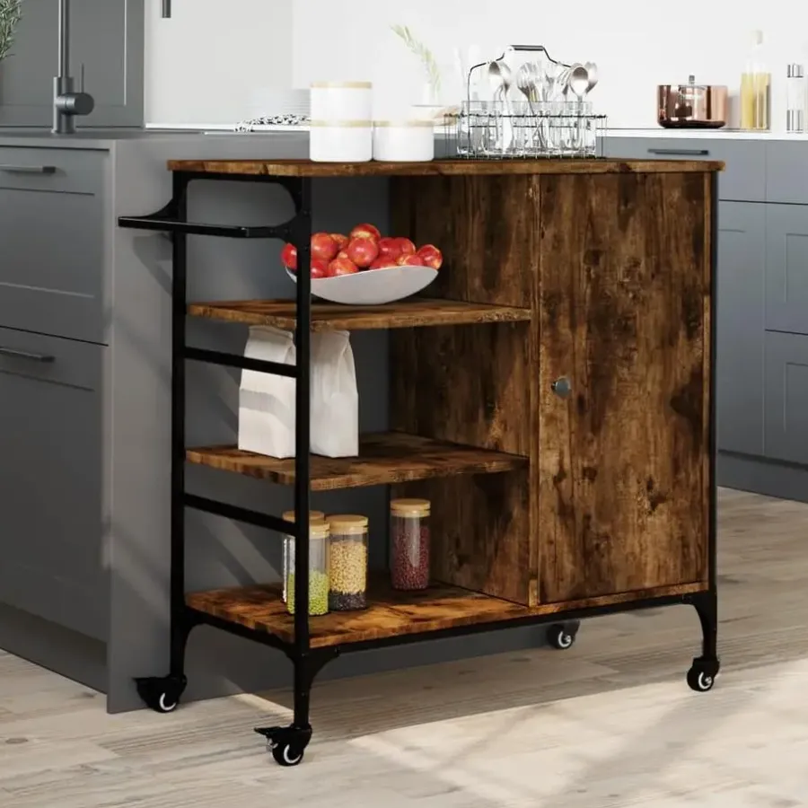vidaXL - Keukentrolley - Bruin - Bewerkt hout