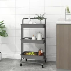 Trolleys-vidaXL - Keukentrolley - Grijs - IJzer